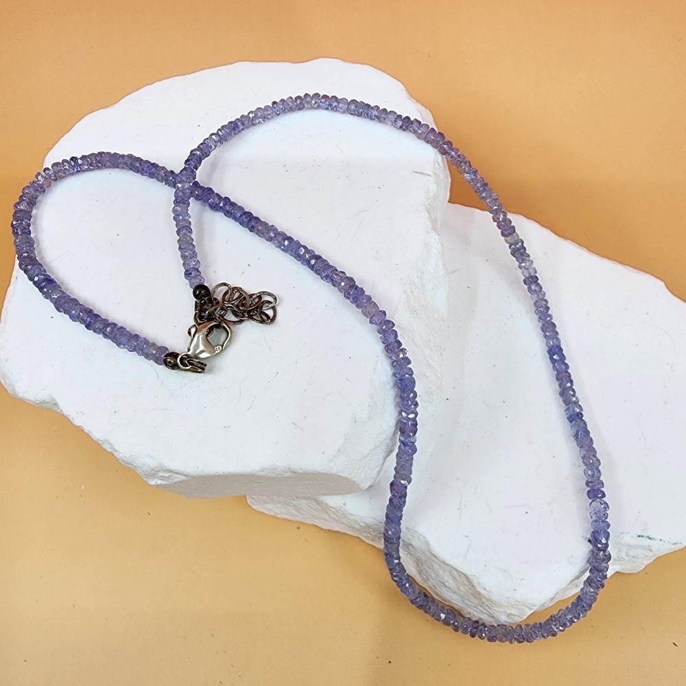 Purple Faceted Bead Necklace 925 Sterling Silver Clasp Delicate Layering Gift